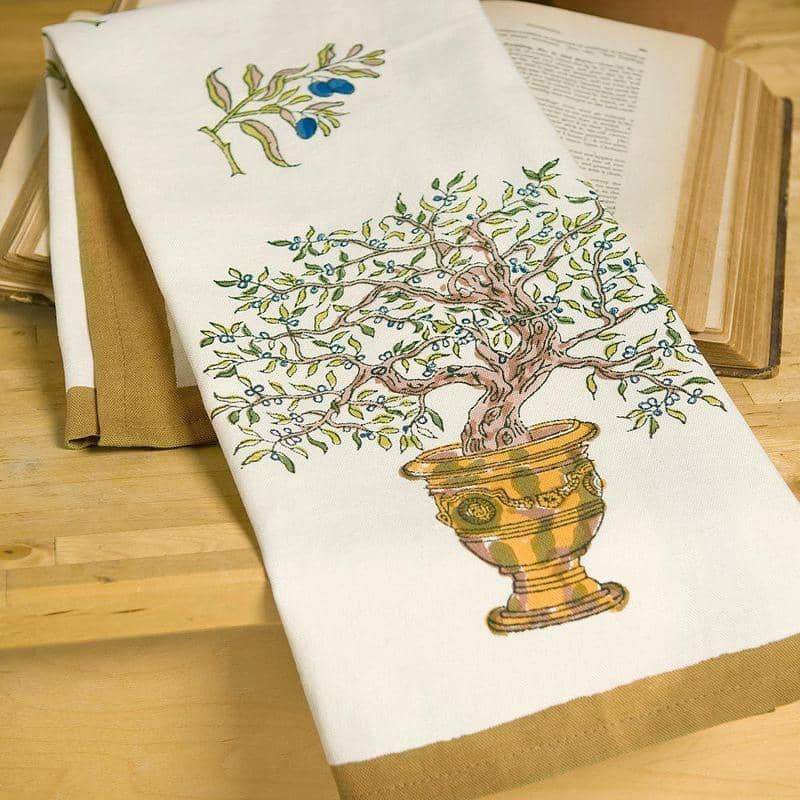 Olive Tree Khaki/Blue Tea Towel
