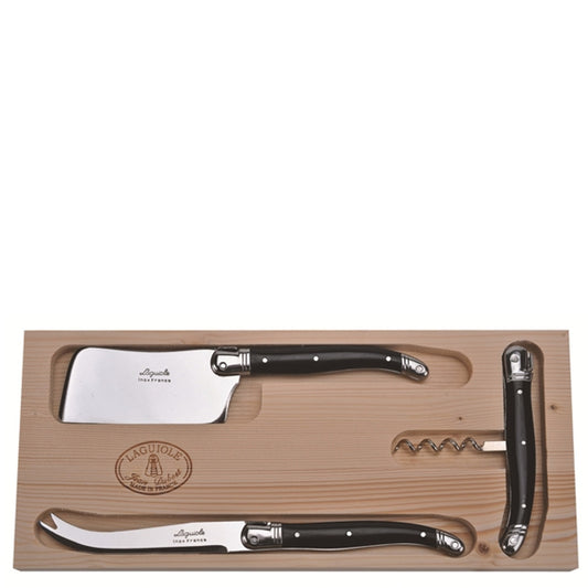 Jean Dubost 3pc Cheese and Wine Set with Black Handles