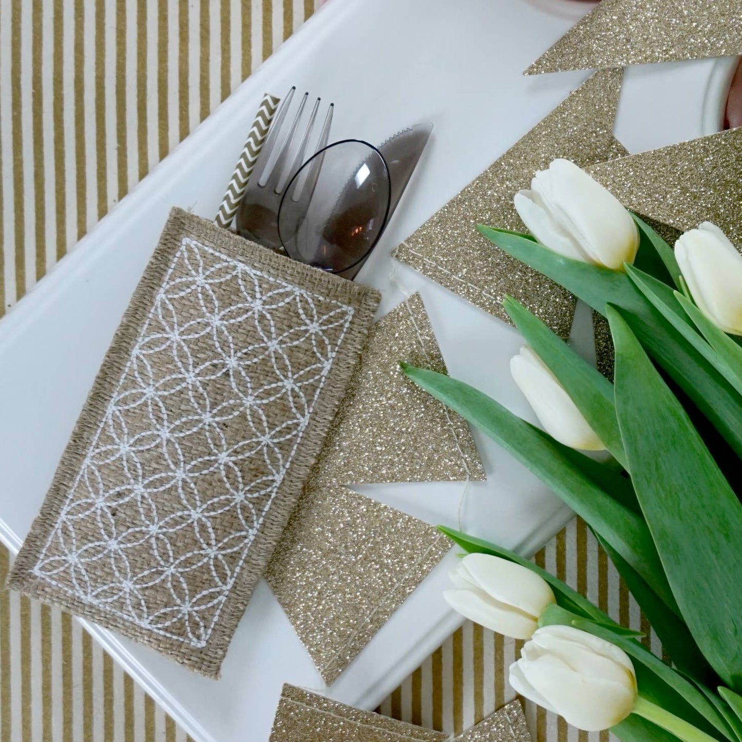 Cutlery Couture - White Trellis - Set of 8