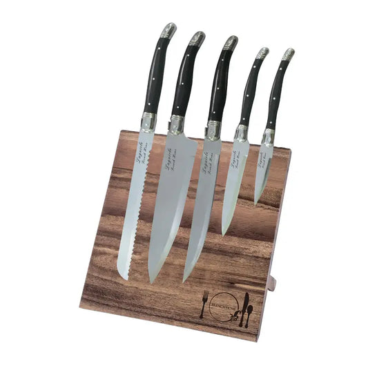 Laguiole 5-Piece Knife Set with Magnetic Display