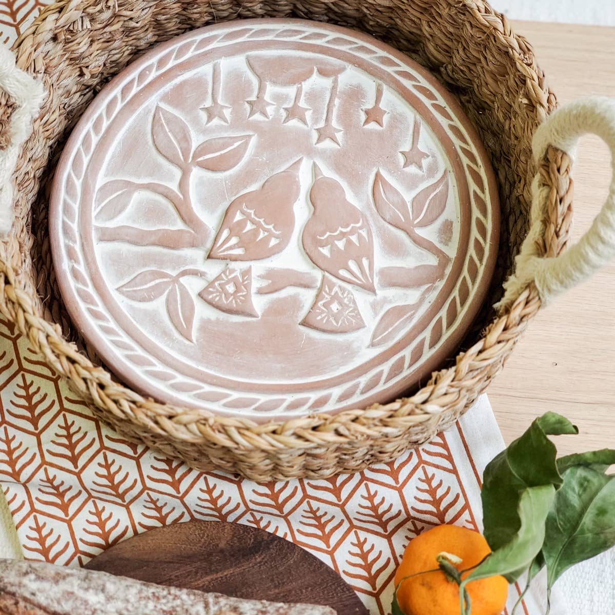 Handmade Bread Warmer & Wicker Basket -Round
