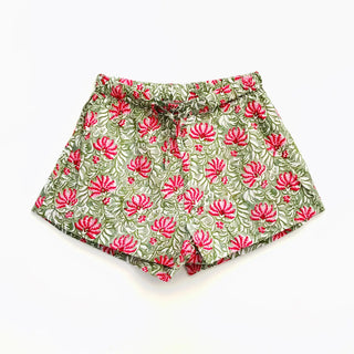 Sleep Shorts: Jaipur Green/Pink (S)
