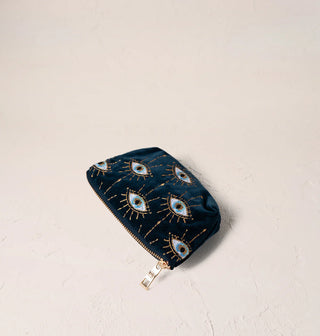 Mystical Eye Velvet Coin Purse: Ink Blue