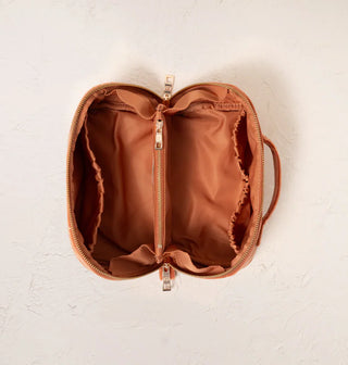 Sun Goddess Velvet Open Flat Makeup Bag: Rust