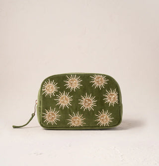 Sun Goddess Velvet Makeup Bag: Fern Green