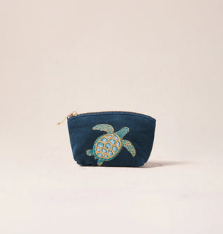 Turtle Conservation Velvet Coin Purse: Marine Navy