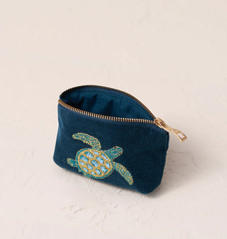 Turtle Conservation Velvet Coin Purse: Marine Navy