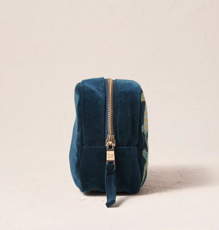 Turtle Conservation Velvet Makeup Bag: Marine Navy