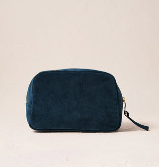 Turtle Conservation Velvet Makeup Bag: Marine Navy