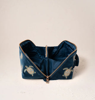 Turtle Conservation Open Flat Makeup Bag: Marine Navy