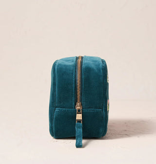Wildflower Velvet Makeup Bag: Rich Blue