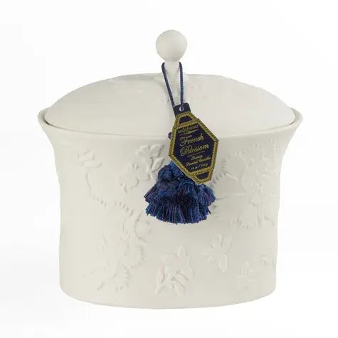 French Blossom Bleu Et Blanc Ceramic Candle