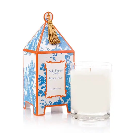 French Tulip Classic Toile Pagoda Box Candle