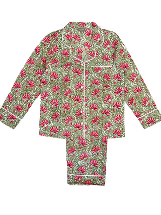 Pajama Set: Green/Pink (M)