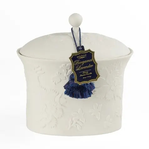 Bergamot Lavender Bleu Et Blanc Ceramic Candle
