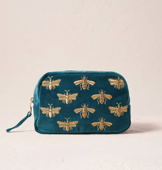 Honey Bee Cosmetics Bag: Velvet, Charcoal