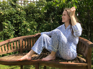 Blue Bud (M) Cotton Pajamas : Medium