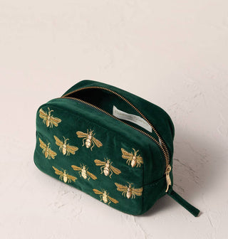 Honey Bee Cosmetics Bag: Velvet, Charcoal