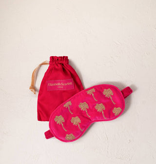 Gold Palm Velvet Eye Mask: Pink