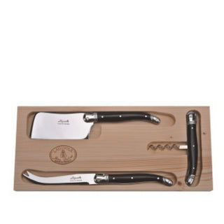 Jean Dubost 3pc Cheese and Wine Set with Black Handles