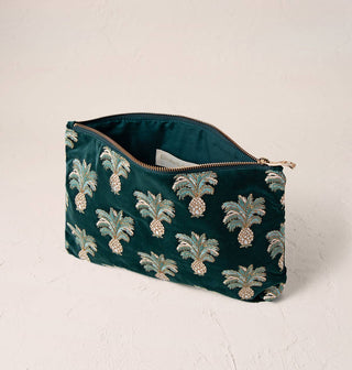 Pineapples Everyday Pouch: Emerald, Velvet