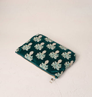Pineapples Everyday Pouch: Emerald, Velvet