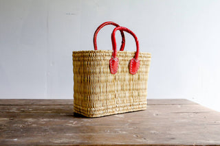 Red Handled French Basket Tote
