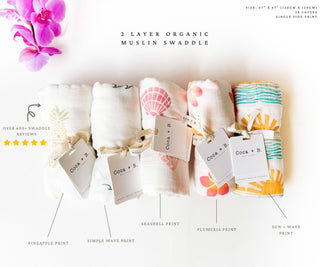 Organic Wave Baby Swaddle | Coastal Nursery Decor