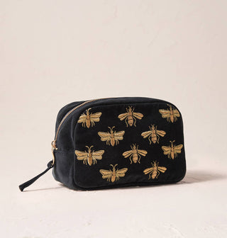 Honey Bee Cosmetics Bag: Velvet, Charcoal