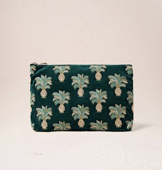 Pineapples Everyday Pouch: Emerald, Velvet
