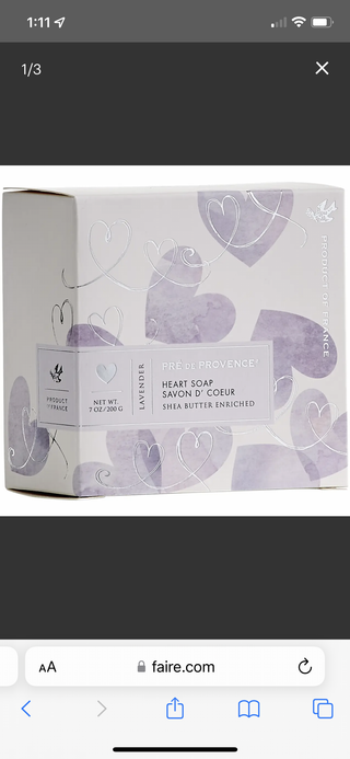 Heart Soap Gift Box - Lavender  - Pré de Provence France