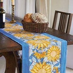Couleur Nature France | Sunflower Yellow/Blue Table Runner 16x90