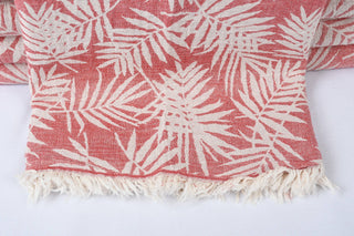 Picnic Blanket: Red/White Floral Leaves