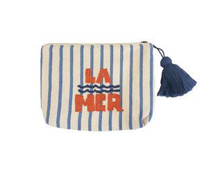 'La Mer' Striped Pouch with Tassel