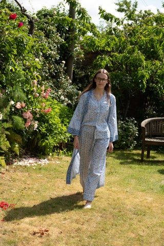 Blue Bud (M) Cotton Pajamas : Medium
