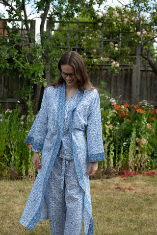 Blue Bud (M) Cotton Pajamas : Medium