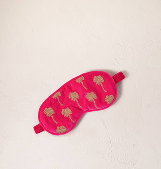 Gold Palm Velvet Eye Mask: Pink