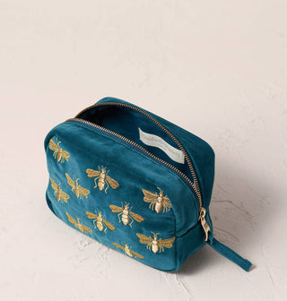 Honey Bee Cosmetics Bag: Velvet, Charcoal