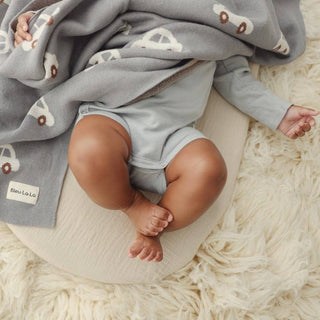 100% Luxury Cotton Receiving Swaddle Baby Blanket - Cars: Baby Blue