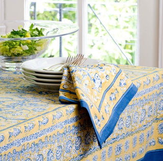 Couleur Nature France  |   La Mer Blue/Yellow Napkins - Set of 4