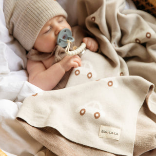 100% Luxury Cotton Receiving Swaddle Baby Blanket - Cars: Baby Blue