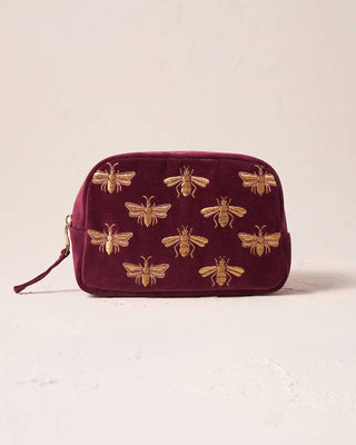 Honey Bee Cosmetics Bag: Velvet, Charcoal