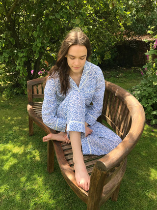 Blue Bud (M) Cotton Pajamas : Medium
