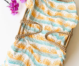 Organic Sun + Wave Baby Swaddle | Surfer Nursery Decor