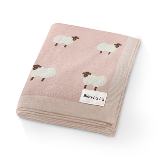 100% Luxury Cotton Swaddle Receiving Baby Blanket - Sheep: Ivory
