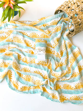 Organic Sun + Wave Baby Swaddle | Surfer Nursery Decor