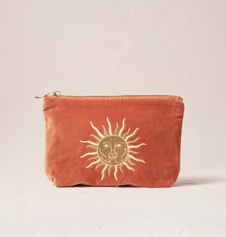 Sun Goddess Velvet Mini Pouch: Rust