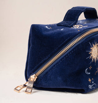 Boho Mysticism Open Flat Makeup Bag: Navy