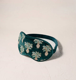 Pineapples Velvet Eye Mask: Emerald