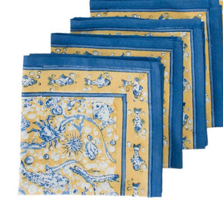 Couleur Nature France  |   La Mer Blue/Yellow Napkins - Set of 4